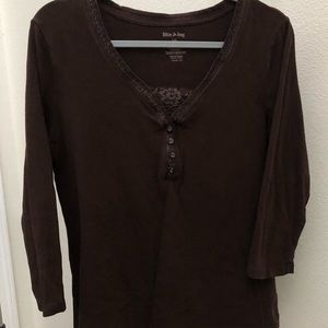 [White Stag] Brown 3/4 Length Sleeve Top
